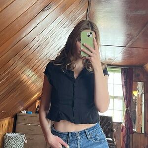 Black Button-Up Women's Top